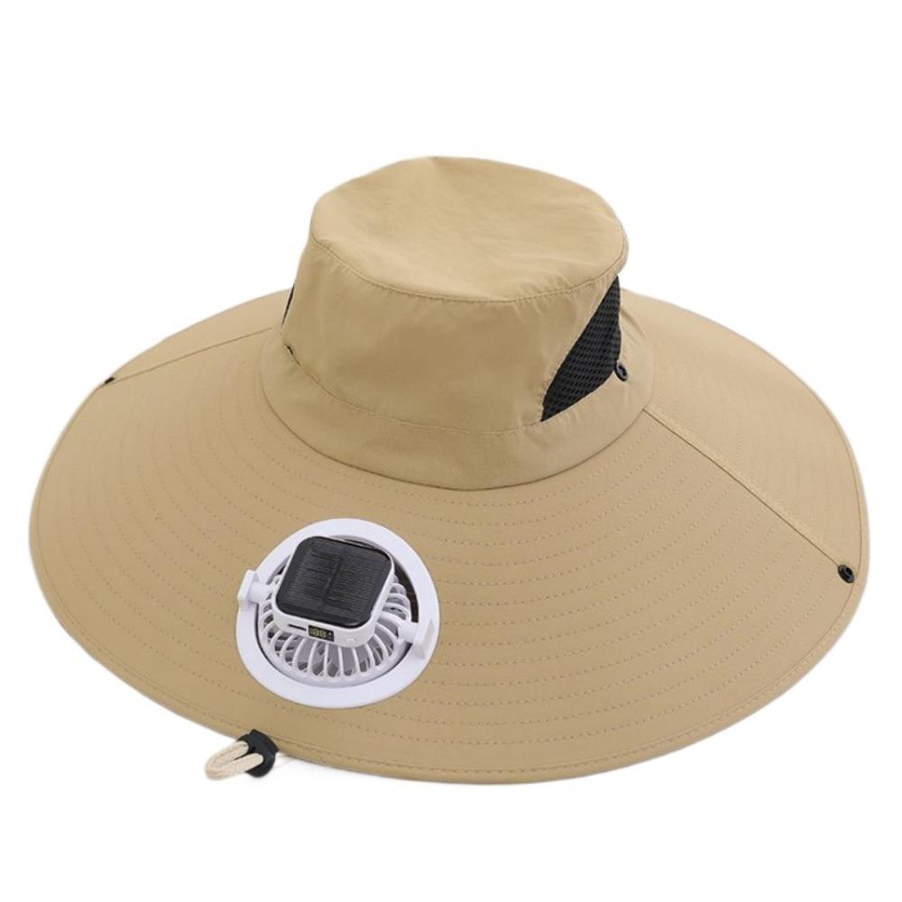 

Wide Brim Solar Fan Hat Rechargeable Sun Hat New Fisherman Hat Outdoor хакі