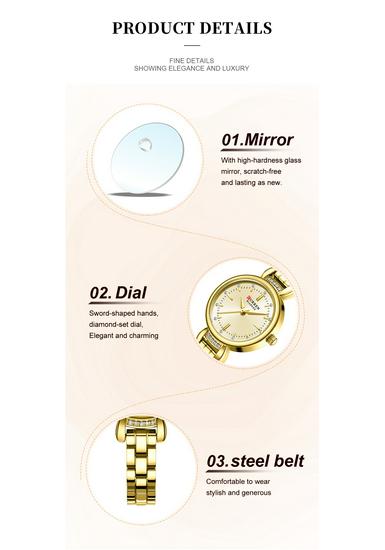 CURREN 9098 Women's Rhinestone Chain Waterproof Bracelet Watch