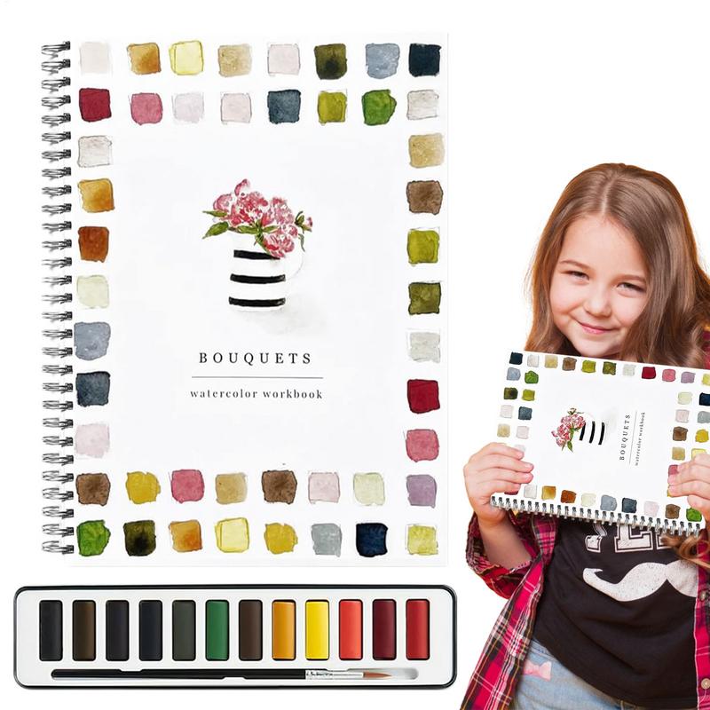 Watercolor Workbooks Beginner Friendly Flower Color Book Art Crafts Painting Supplies Water Color Book For Kids Teens Beginner