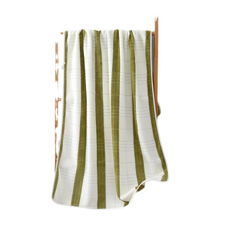 Quick-drying Coral Fleece Bath Towel Soft Thickened Absorbent Wide Striped English Hemming Beach Towel