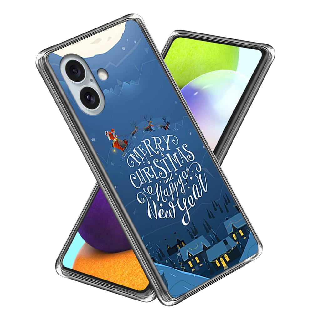 For iPhone 16 Case Christmas Pattern Printing Soft TPU Phone Cover