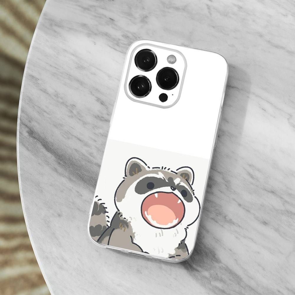 

Cute Art Raccoon Emoticons For iPhone 12,Mini,16,X,17,Plus,11,Max,13,XR,15,Pro,14,SE,XS,Transparent Soft Cover Case iPhone13
