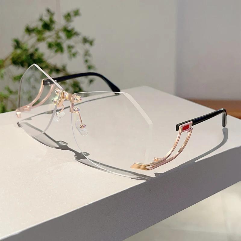 Rimless Irregular Sunglasses  New Chic Gradient Ocean Lenses Shades Trendy Stylish Design Hollowed Legs Sun Glasses