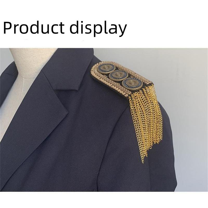 Fashion Retro Metal Tassel Epaulet Badge Personalized Clothing Suit Accessories Handmade Shoulder Brooch