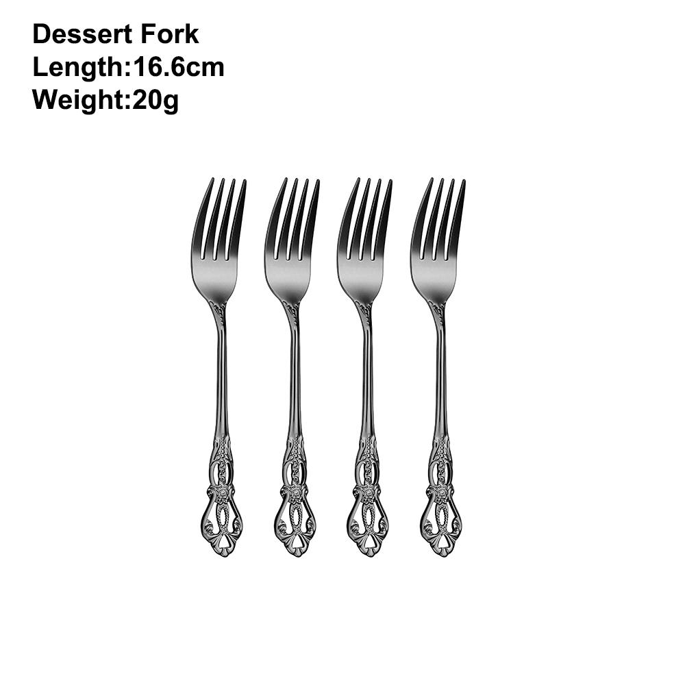 

2/4/6/12 шт. Десертні виделки Золота фруктова виделка Нержавіюча сталь Срібна Посуд Торт Закуска Салатна виделка Дзеркальна Західна Чорні столові прибори