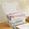 1/2/4PCS Plastic Clear Storage Box, Desktop Pen Pencil Marker Box, Flip Organizer with Hinged Lid, Back To School Supplies, Office Storage Box