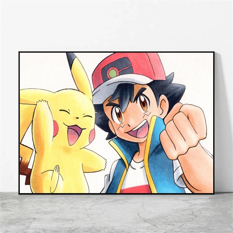Anime Canvas Paintings Pokemon Ash Ketchum Pikachu Poster Wall Decorative Brings Endless Joy Show The Cozy Home Atmosphere