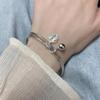 Silver Double Ring Blessing Bracelet: Sleek Ins Style, Niche Design, High-End Women's Accessory