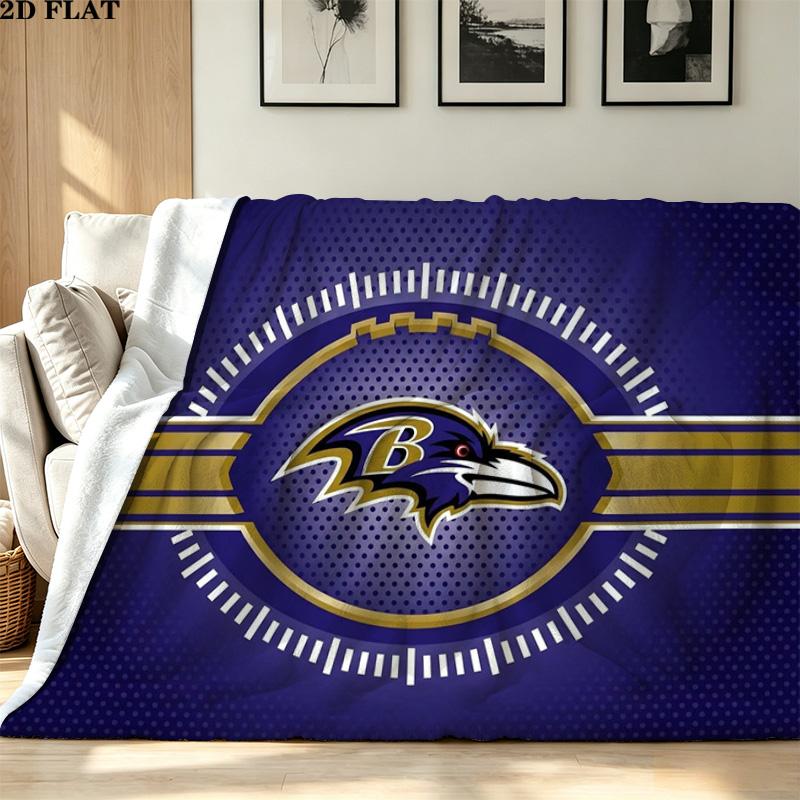 Koc flanelowy z nadrukiem Baltimore Ravens Wysokiej jakości Ciepły Komfortowy Pokrowiec na wszystkie pory roku Idealny na prezenty Wystrój domu