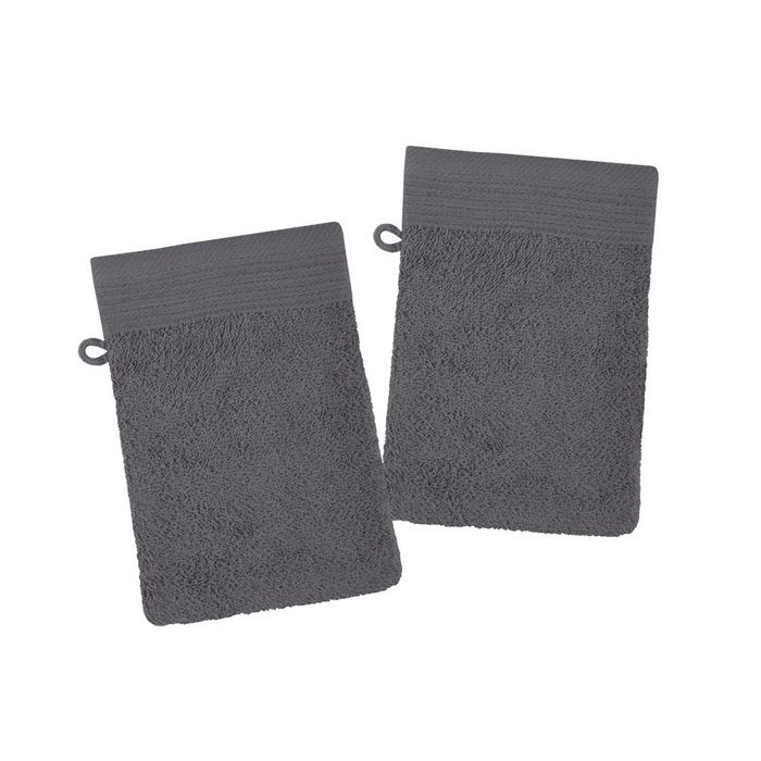 Lot de 2 gants de toilette 15 x 21 cm Lilas anthracite