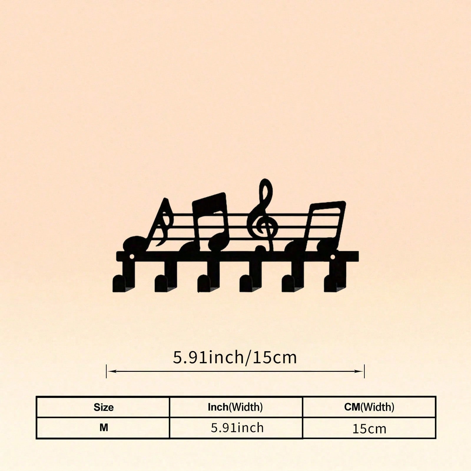 

Iron Wall Key Hanger Heavy Duty 6 Hook Space Saving Entryway Organizer Musical Note Design TY9460