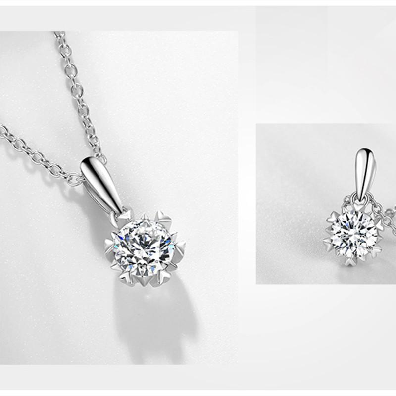 CC Pendant For Women No Chain Silver Color Trendy Jewelry Snowflake 1ct White Cubic Zirconia Flower Necklace Pendants CCN267