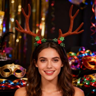 Yousheng Christmas Antler Headband Festive Reindeer Horn Decor Hair Accessory Xmas Hairpin Festival Celebration Hair Hoop