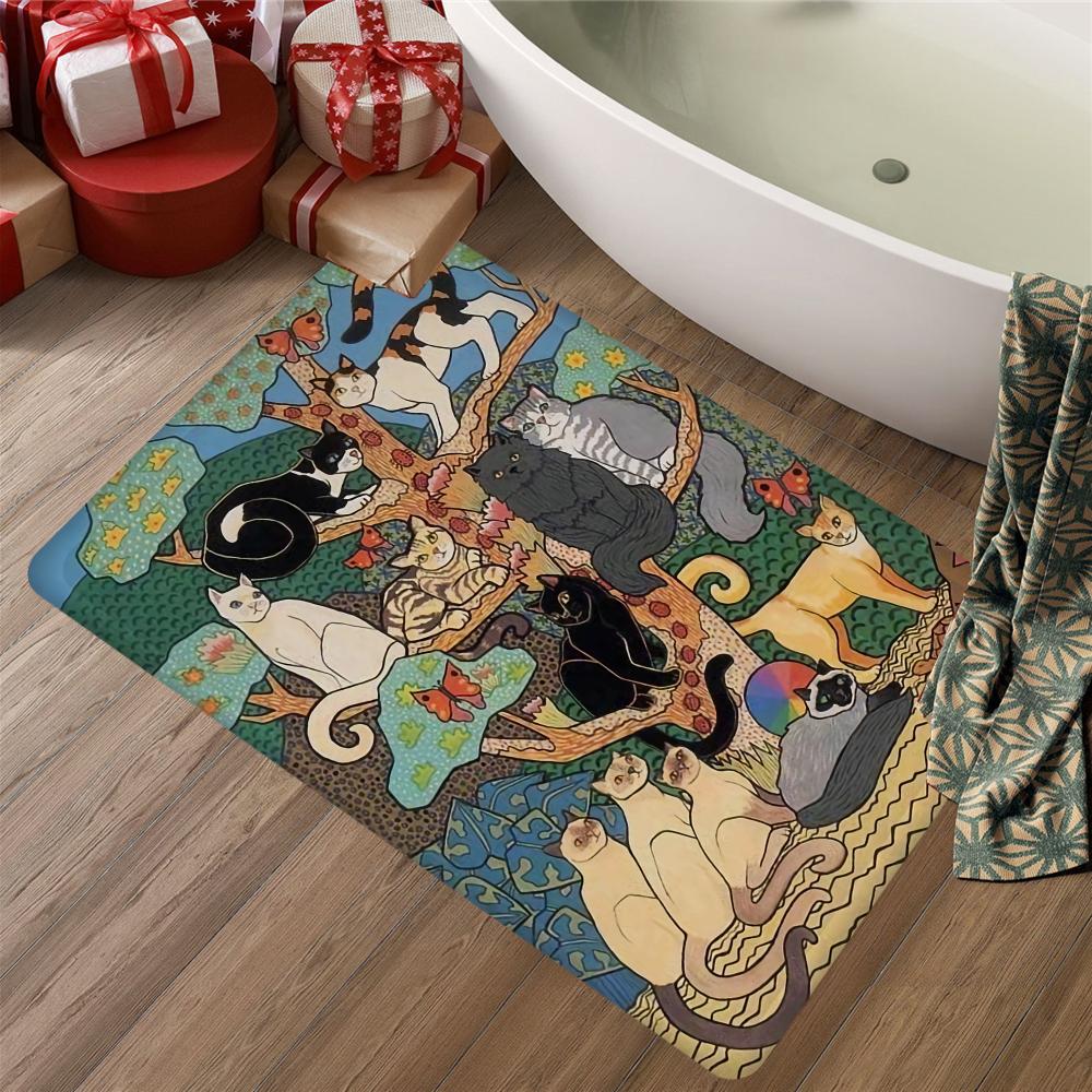 Cartoon cat pattern Floor Mat Rectangle Anti-slip Home Soft Badmat Front Door Indoor Outdoor Mat Welcome Doormat