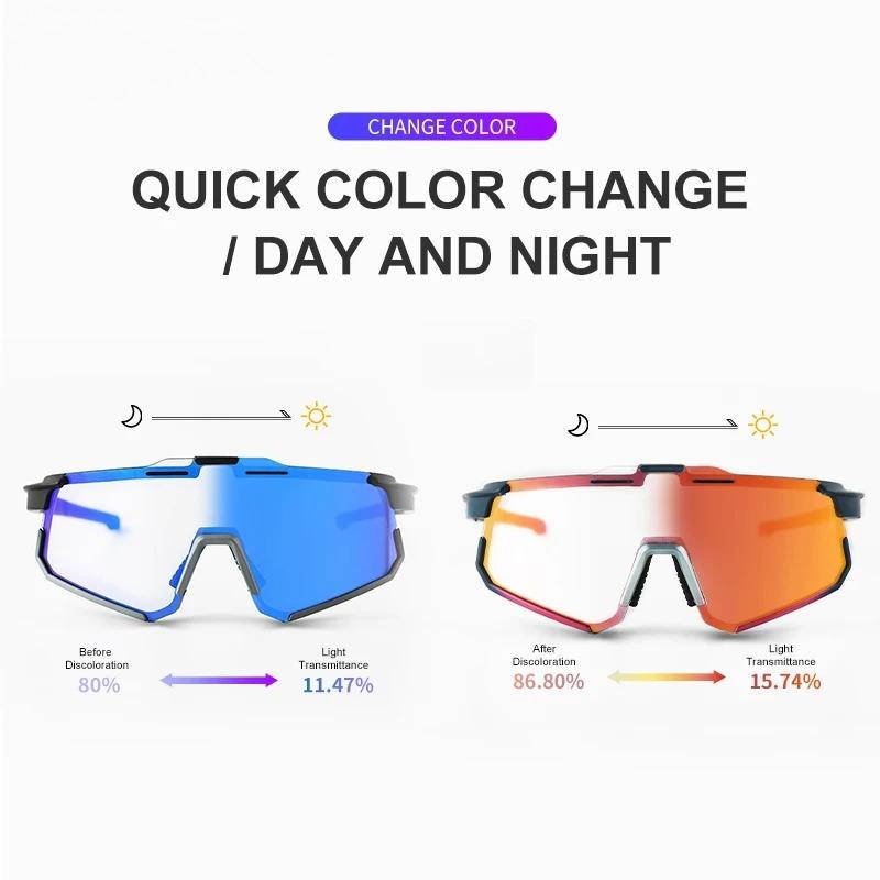 Neue photochrome Radsport-Sonnenbrille Professionelle Rennrad-Brille für Herren Fahrrad Winddichte Sandbrille Fahrradbrille UV-Schutz Antibeschlag