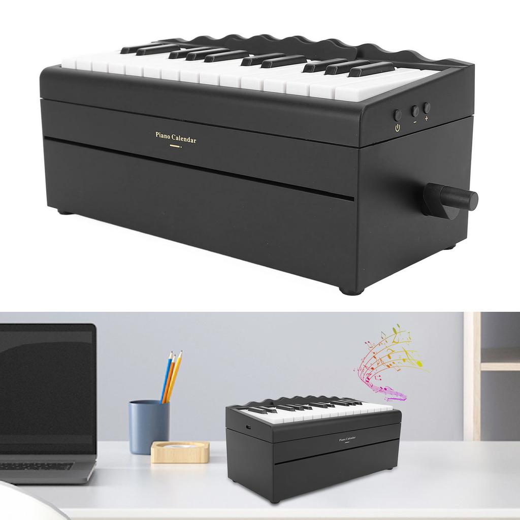 Playable Piano Calendar with 27 Cards 25 Keys Adjustment Volume 1000mAh Rechargble Hand Crank 2025 Desk Calender