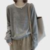 Women's Fashionable Embroidered Contrast Color Round Neck Sweater for Spring and Autumn