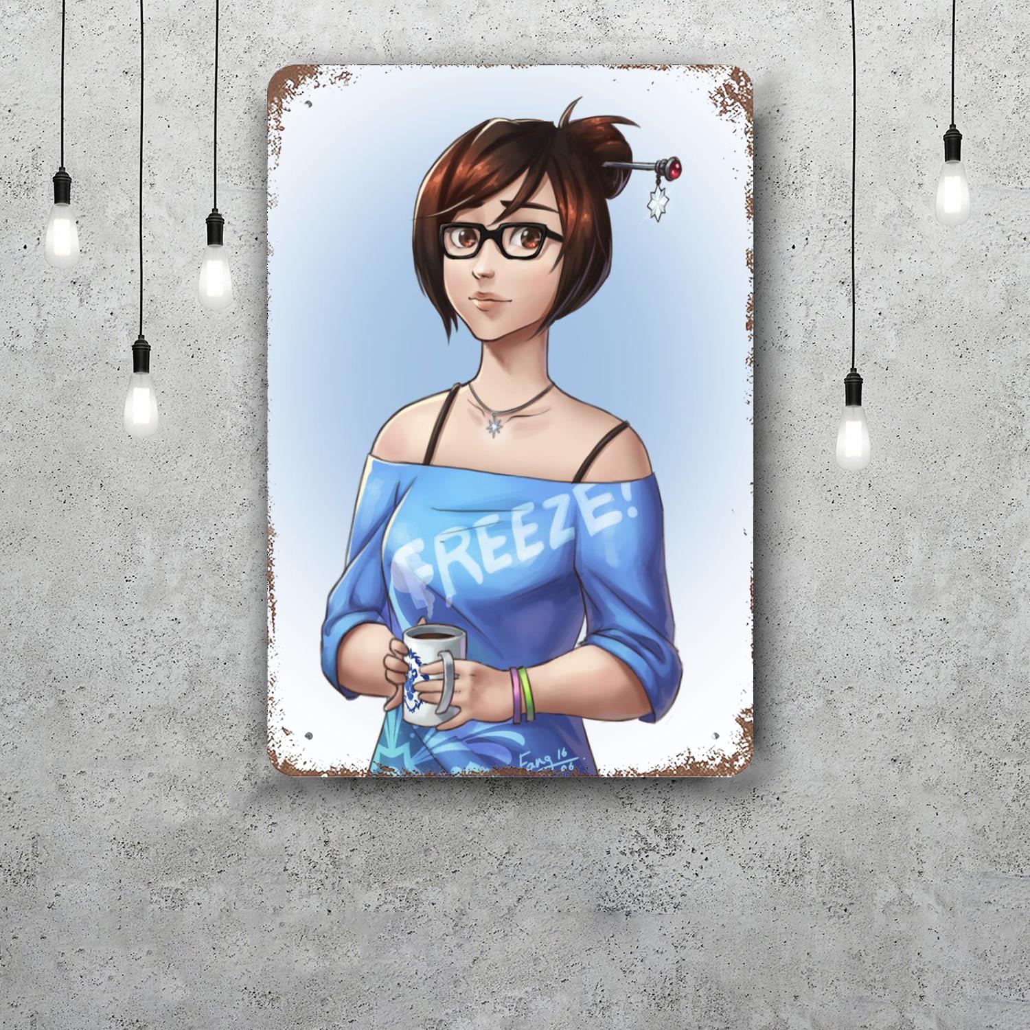 

mei overwatch Vintage Metal Tin Signs Posters Decor Retro Metal Plaque Wall Art Decor for Garage Bar 20x30cm（7.8x11.8inch）