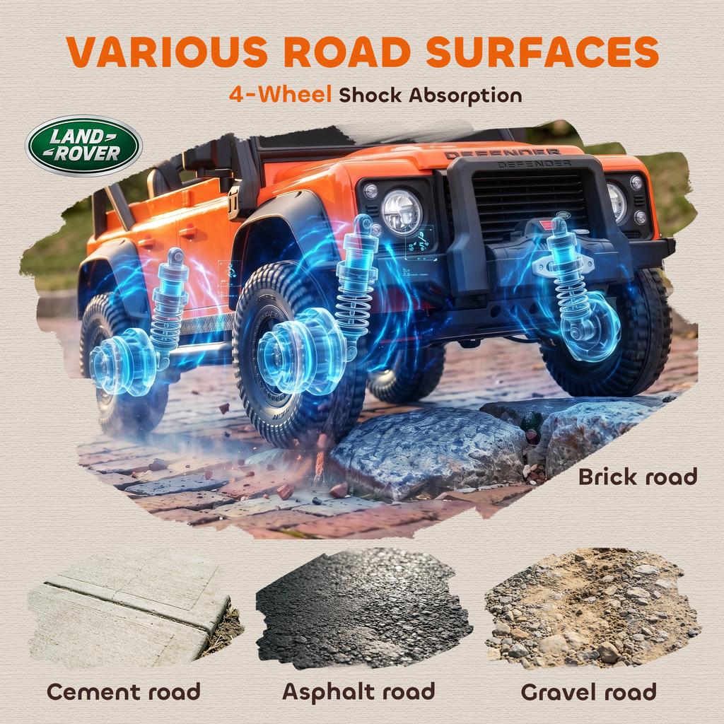 Kids Ride On Car with Remote Control, 4-Wheel Suspension, Soft Start, Music, Horn, LED Lights for 3-5 Years Old, Orange