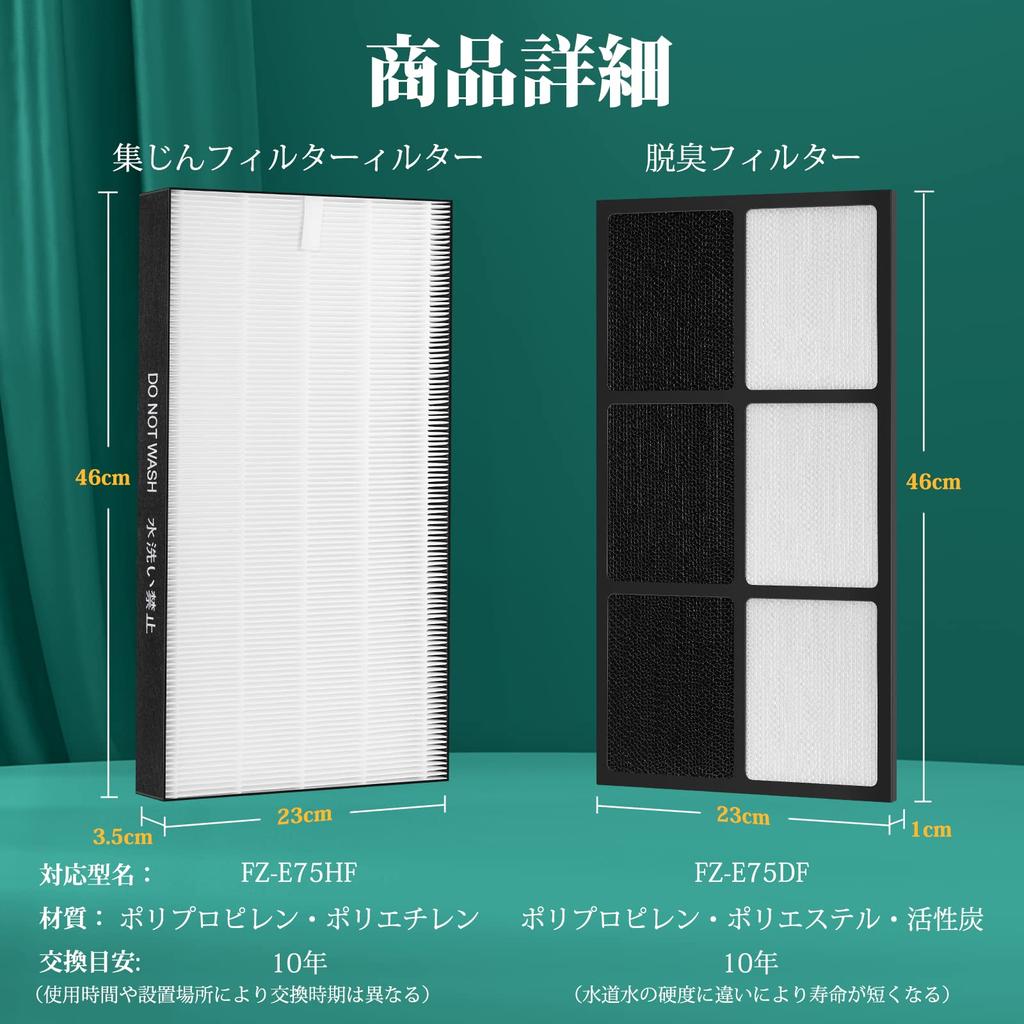 Sharp Humidifier Air Purifier Dust Collection Filter and Deodorizing Filter Compatible Models FZ-E75HF FZ-E75DF KI-GX75, KI-EX75 KI-HX75, KI-JX75,