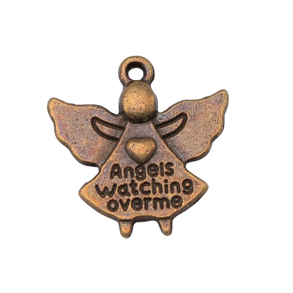 

10шт Ангелы наблюдают за мной Подвески Античная бронза Цвет Цинковый сплав 20X19мм