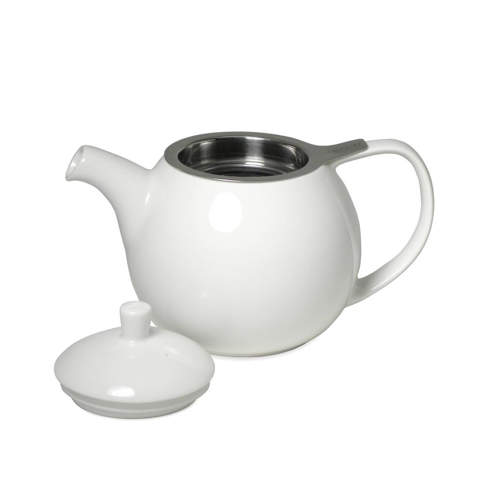 4Life Teapot, White, Ceramic, 710ml Capacity, Holds 4 Cups, Includes Tea Strainer, Microwave and Dishwasher Safe, 387Wh White