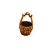 Brass Pendant Keychain: Winnowing Basket & Yuanbao Pixiu Amulet with Hundred Blessings Jar (Gold & Silver Filled)