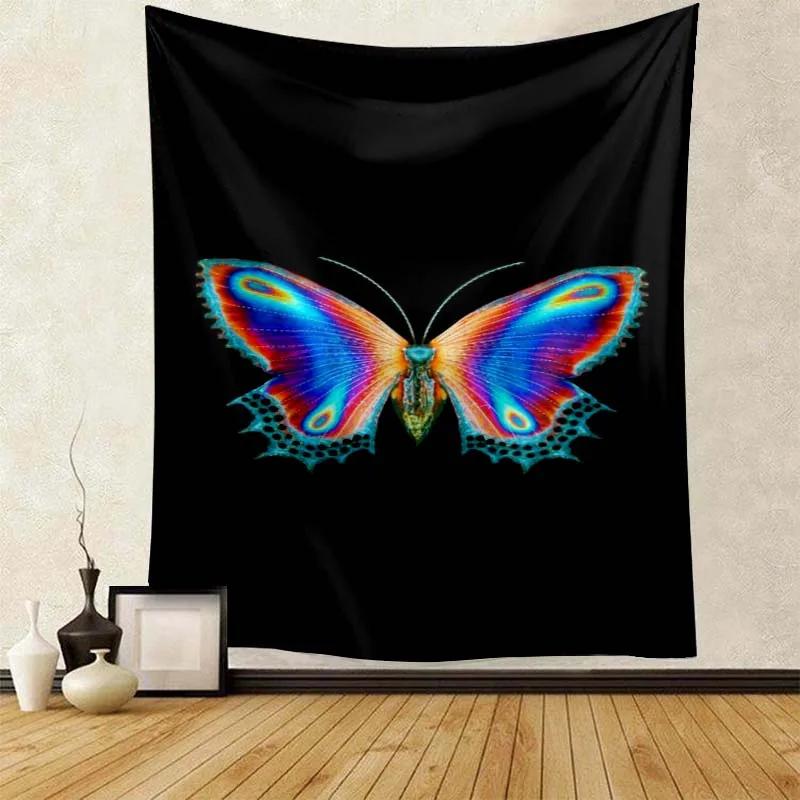 Exquisite Black Butterfly Print Tapestry Women Room  Fabric Decoration Wall Covering
