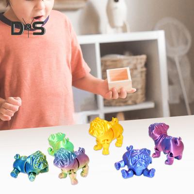 3D Printed Dog Model Collectible Fidget Toy Puppy Ornament with Movable Joints Flexible Stress Relief Pug Toy for Executive Desk
