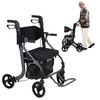 Walkers for Seniors, 8" Big Rubber Wheels All Road Rollator Walker with Seat, Foldable Height Adjustable Rolling Walker, Lightweight Aluminum Alloy
