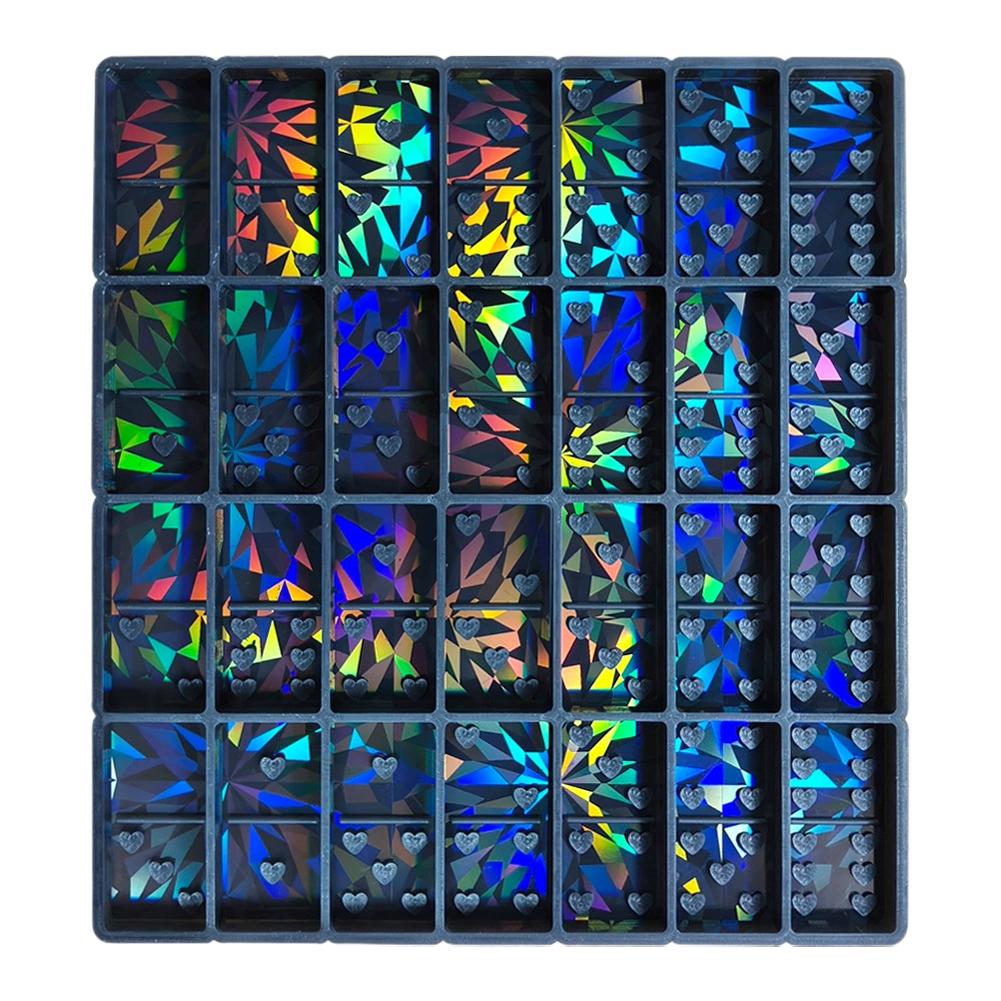 Clear Holographic Heart-shaped Domino Food Grade Silicone Mold DIY Holographic Laser Domino Wear Resistant And Easy To Clean