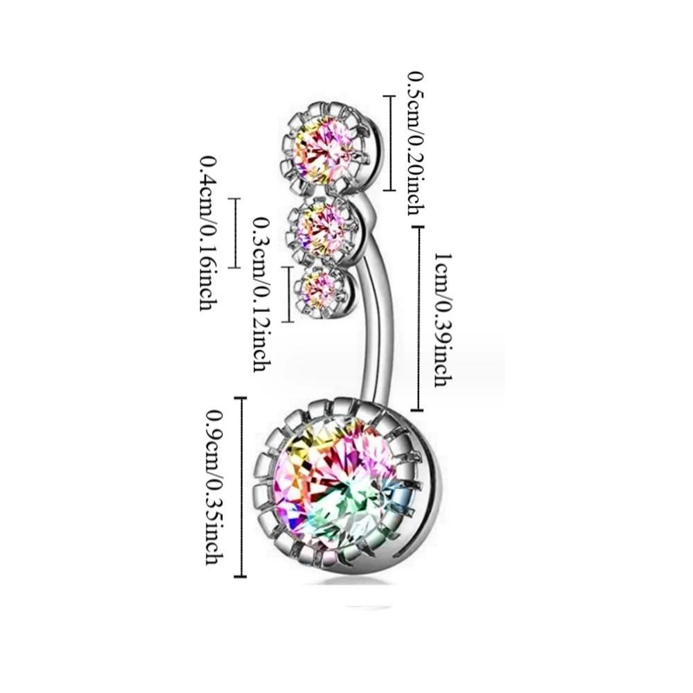 Elegant Gem Navel Piercing Copper Shiny Body Jewelry Fashion Crystal Ball Belly Button Rings  Men