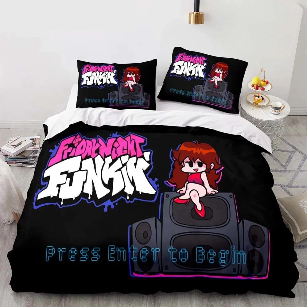 Cartoon Game Friday Night Funkin Bedding Set Duvet Cover Bed Set Quilt Cover Pillowcase Comforter King Queen Size Boys Adult