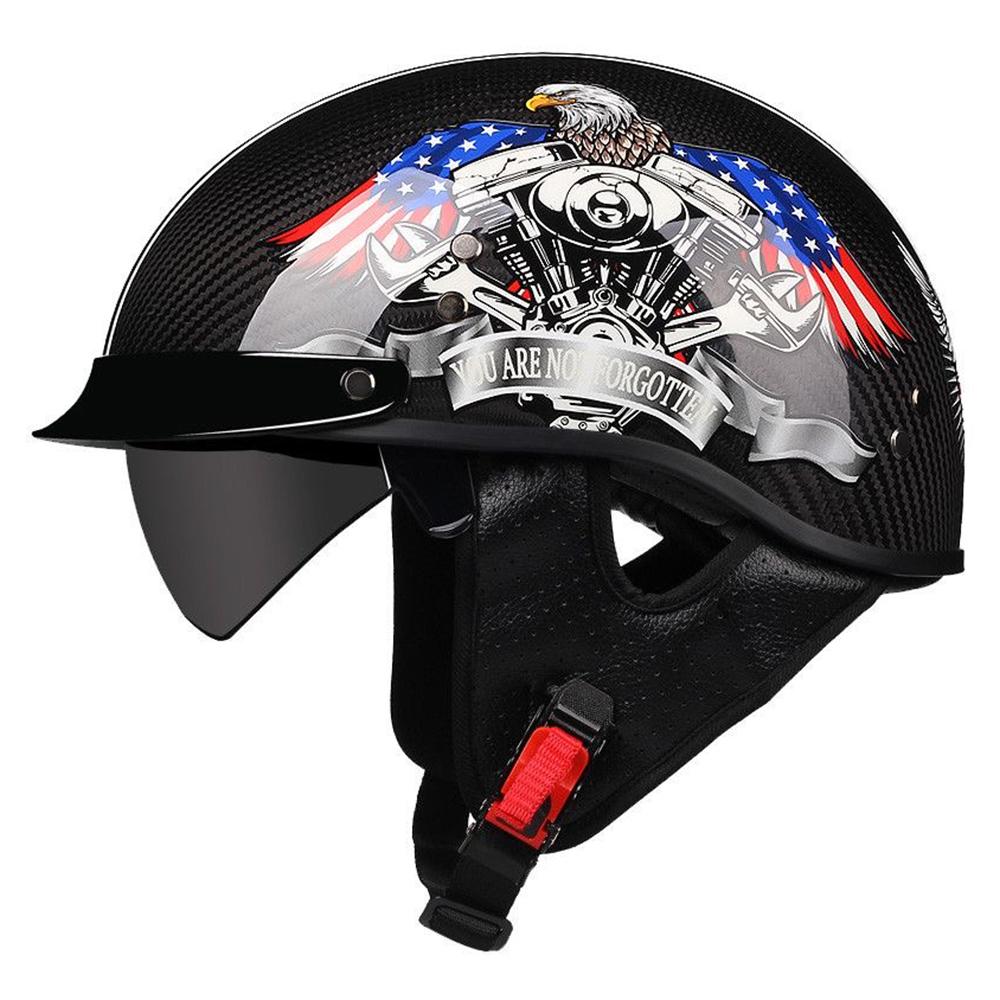 

Мотоциклетный шлем из углеродного волокна Ретро мотошлем Одобрено DOT Capacete De Moto Велосипедный полушлем Мотоциклетное оборудование XL