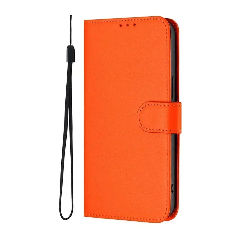 Solid Color Wallet Case for Google Pixel 9 Pro XL 8 8A 7 7A 6 6A 5A 4A Shockproof Kickstand Card Holder Strap Phone Cover Coque