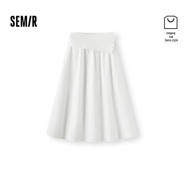 Semir Women s Solid Color A-line Maxi Skirt with Turned Hem L
