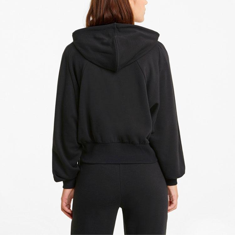 Puma Pi Printed Drawstring Short Sports Hoodie Women hoodies Black 531352-01
