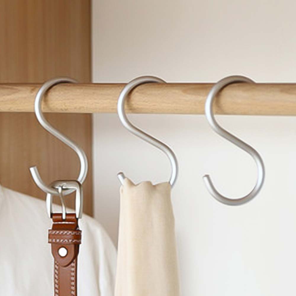 20PCS Multi-Use S Shaped Hooks Smooth Surface S Hanger Hook Stainless Steel Hangers  Bathroom