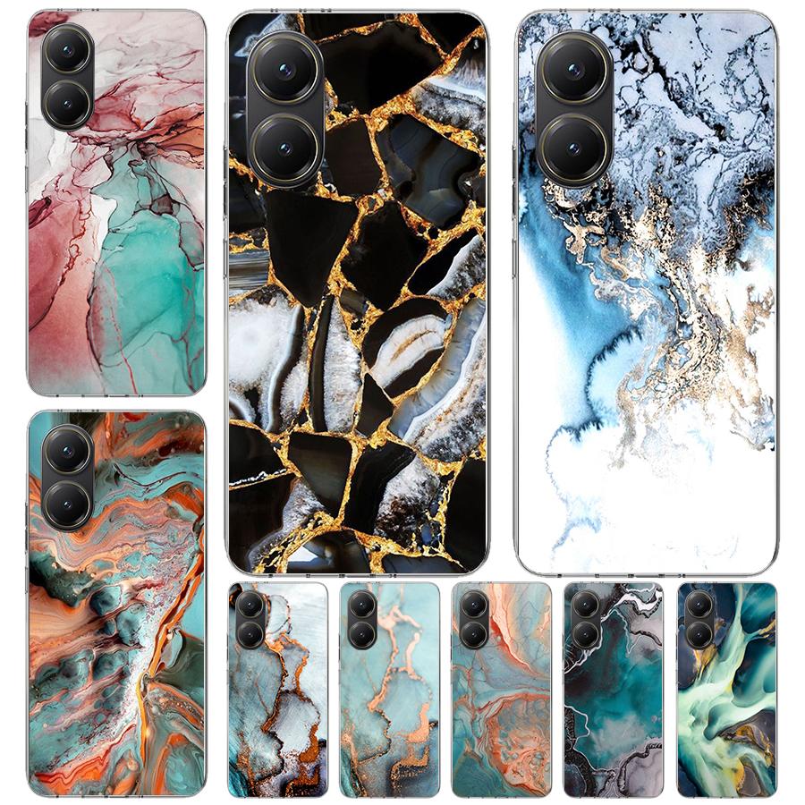 Fashion Geometric Marble Soft Phone Case For Xiaomi Redmi 15C 15 13C 13 Poco X5 X6 X7 F7 Ultra M7 12C 12 10 10C 9C 9A 9T 9 Funda