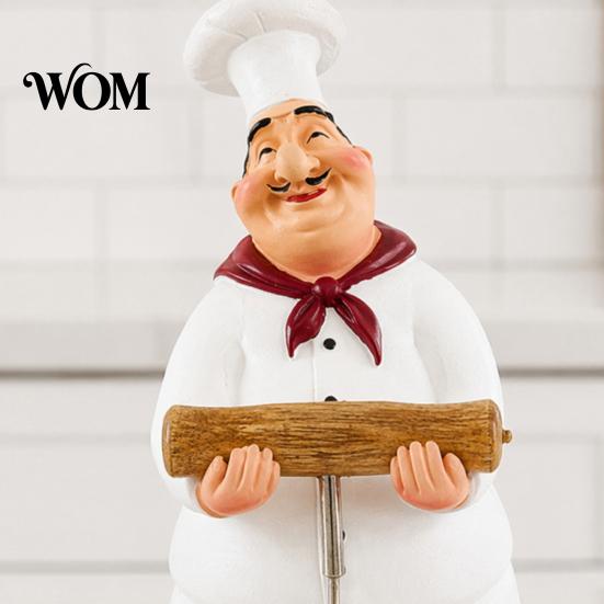 Chef Statue with Props Figurine, Resin Countertop Table Decoration, Funny Cartoon Kitchen Accessory Seasoning Bottle/Bottle Opener/Message Board