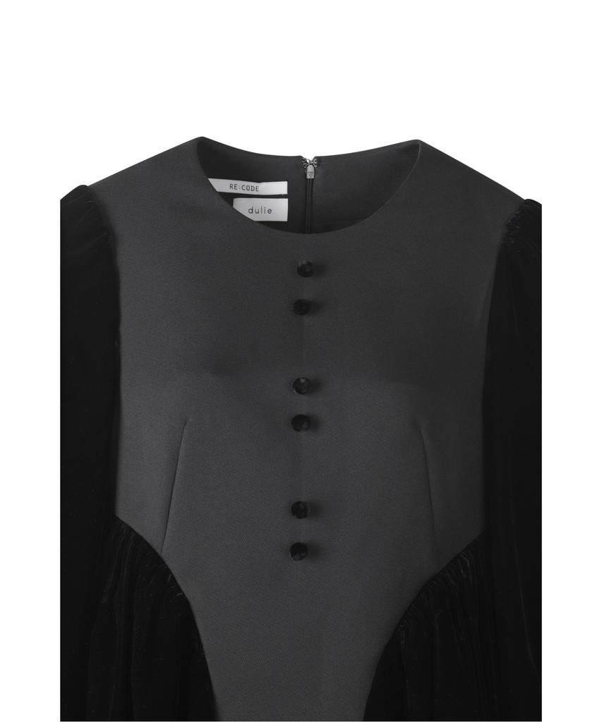 RECODE Voluminous Sleeve Crop Top R0Taa23502Bkx