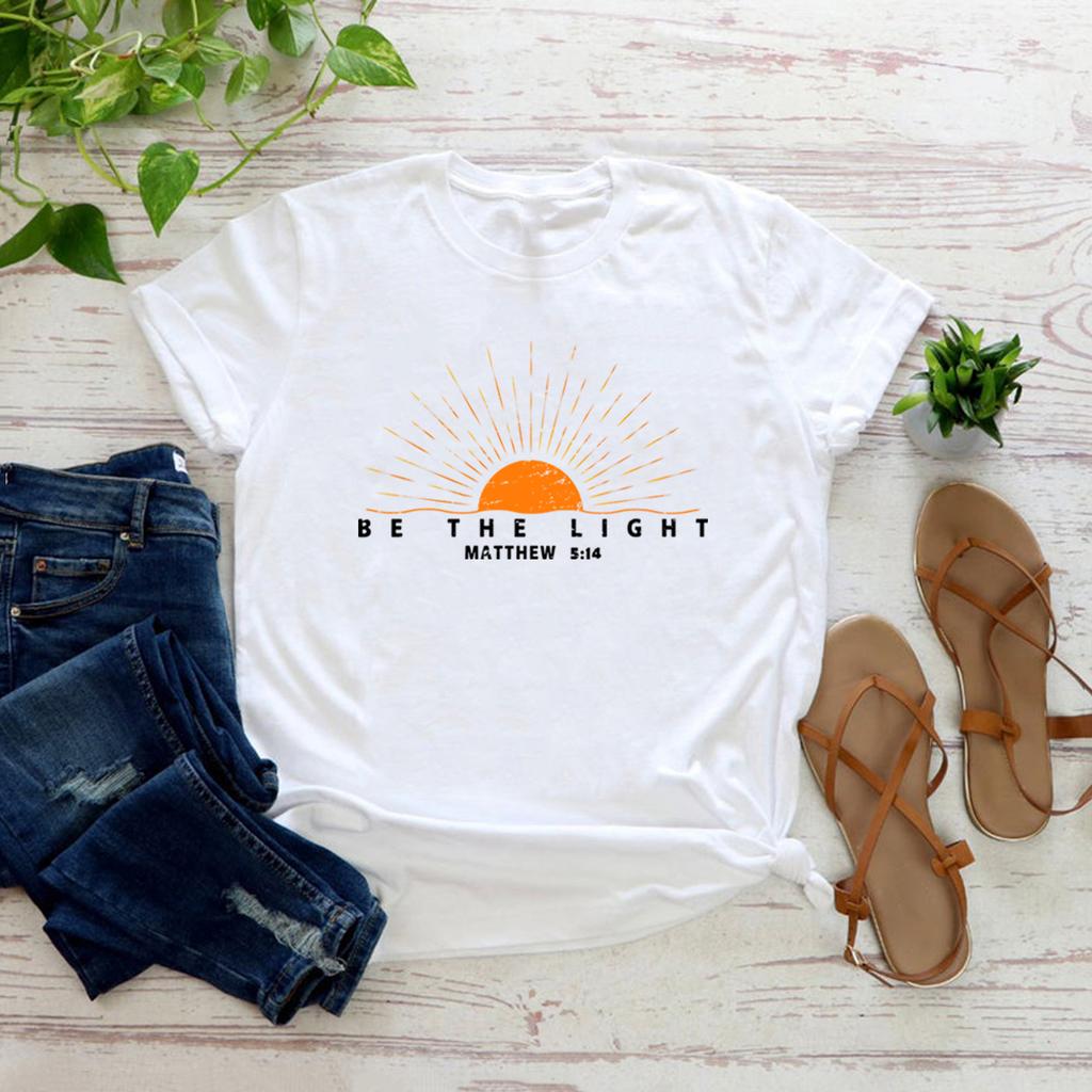 Be The Light Matthew 5:14 Shirt Inspirational T-shirt Christian Outfit Vintage Faith Tee Religious Clothing Bible Verse Gifts