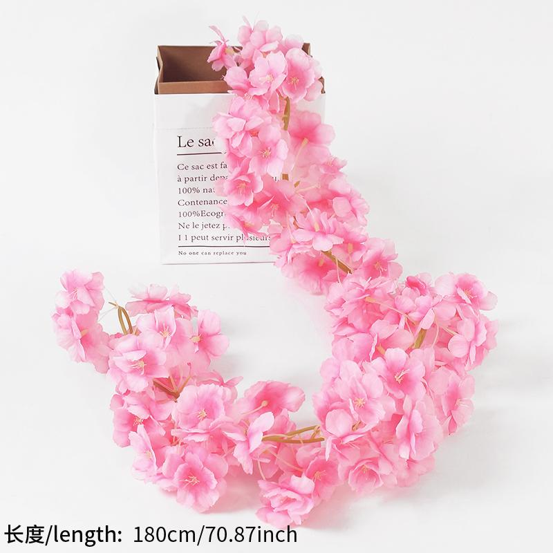 180CM Artificial Sakura Flowers Vine Garden Party Wedding Arch Bridal Decoration Home Room Decor Christmas Fake Plants Ornament