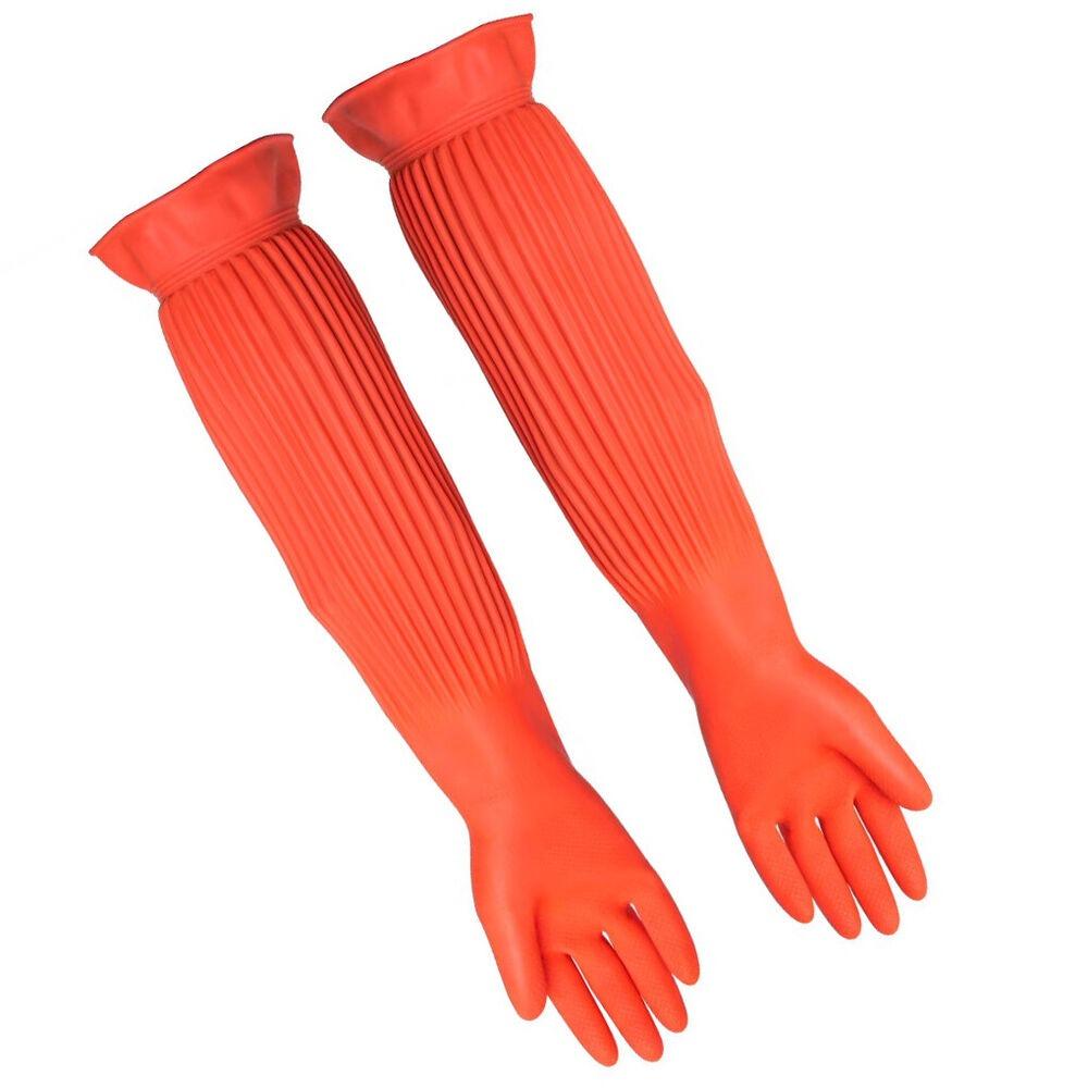 1Pair Extended Kitchen Wear-Resistant Anti-Backflow Long Sleeve Household Gloves Work Gloves