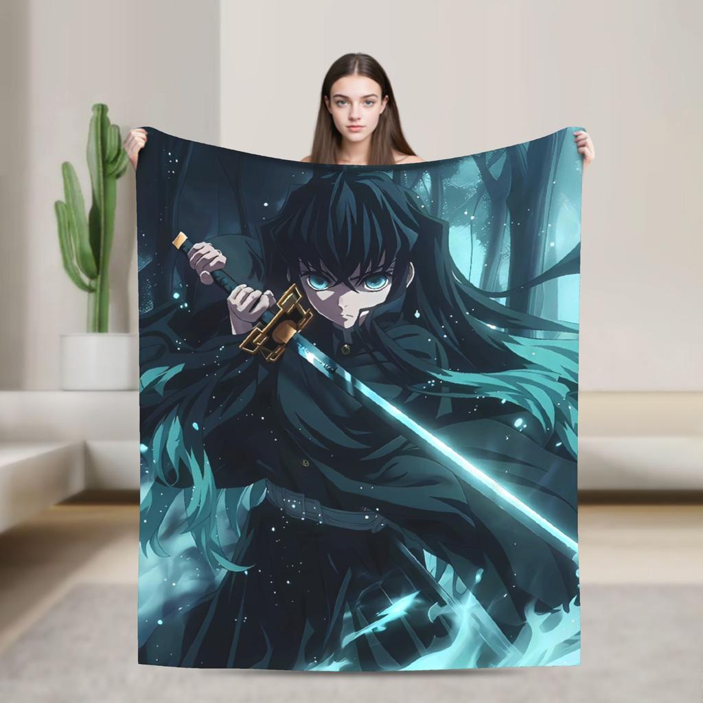Muichiro Tokito Anime Blanket  Warm Soft Comfortable Plush Bedding Throws For Couch Chair Sofa Bed Picnic Bedspread Bed Cover