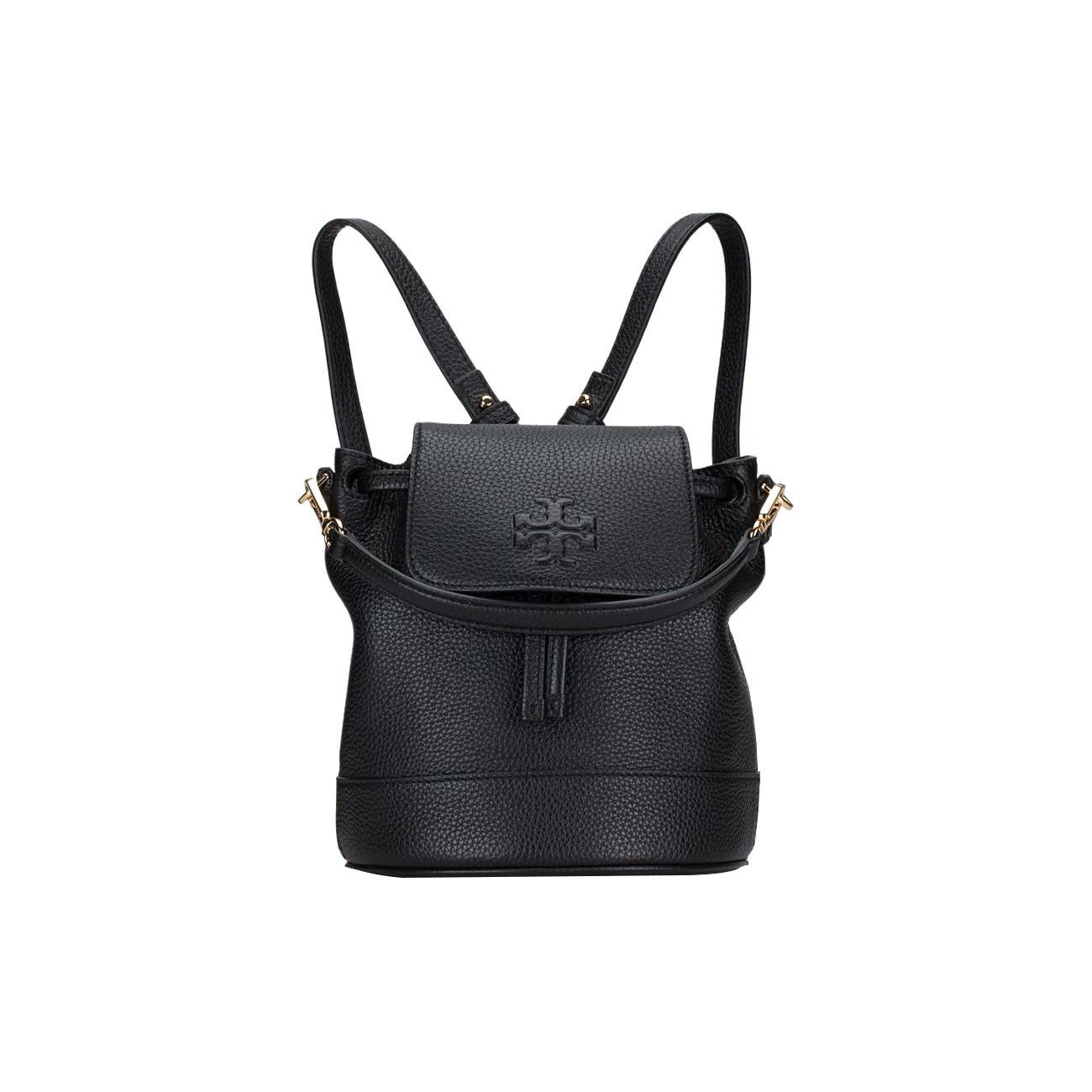 

Tory Burch Logo Solid Leather Backpack Women Backpack Black 137409-001 Basic Set (Bag+Dust Bag)