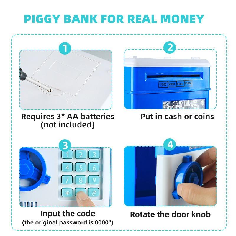 Children's Piggy Bank Password Box Automatic Money Roll Fingerprint Electric Sound and Light Large Capacity