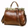 Women's Genuine Cowhide Leather Handbag - Handmade Shoulder & Crossbody Bag with Metal Buckle