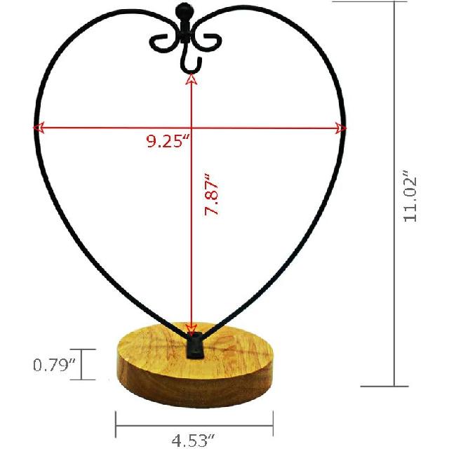 YY YEARCHY Ornament Stand Display Metal Stand Air Plant Stand Flower Pot Holder Iron Pothook Stand for Hanging Glass Globe Ball (Heart round wood