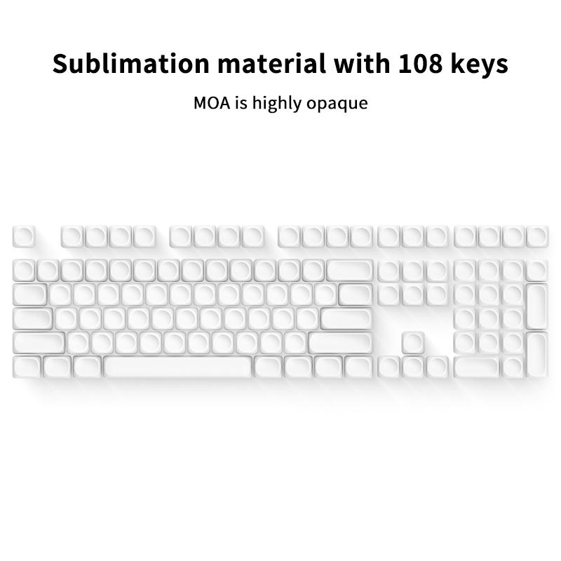 

133 /110 /155 /108 Клавиш Набор механических колпачков для клавиатуры Белые PBT колпачки Cherry Moa профиль Колпачок для 61/87/104 клавиш as the picture